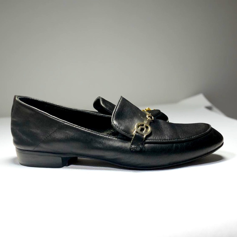 Browns The Wishbone Collection Harper Black Leather Loafers Metal Embellished 9M